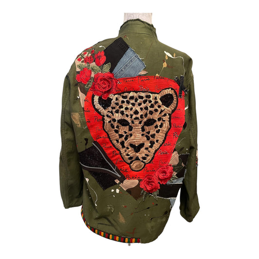 Sequin Leopard Army Jacket